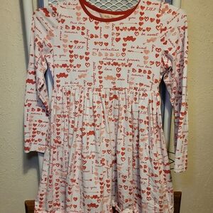 Matilda Jane White and Red Heart Print Long Sleeve Dress